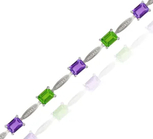 0.23ct Diamond, 4.06ct Amethyst and 4.65ct Peridot Bracelet set in 14KT White Gold / JBCB150021C