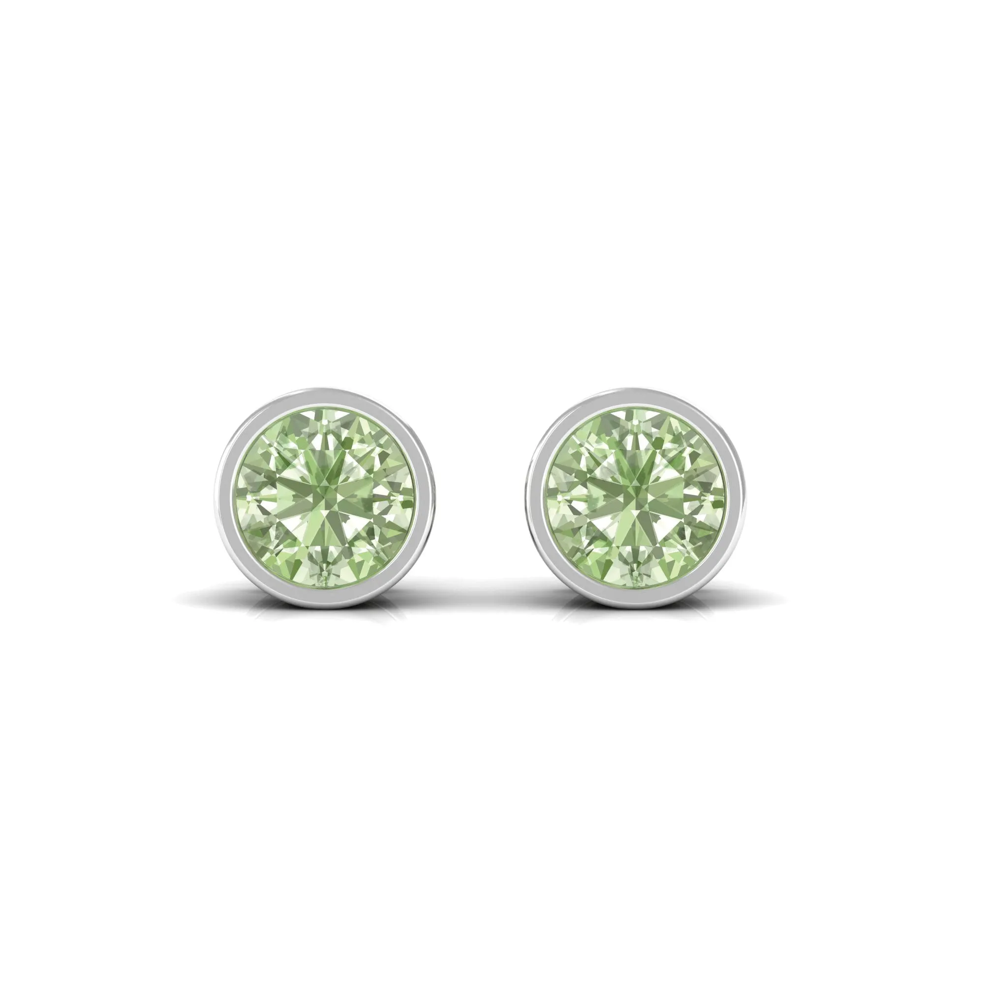 0.75 CT Green Sapphire Solitaire Stud Earrings in Bezel Setting