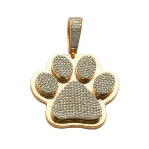 10K YELLOW GOLD 0.75CTW DIAMOND PAW PRINT PENDANT