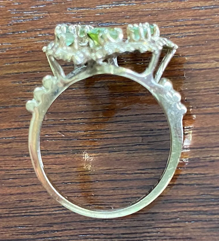 10k Yellow Gold Peridot Butterfly Ring Sz 6 Signed Hart