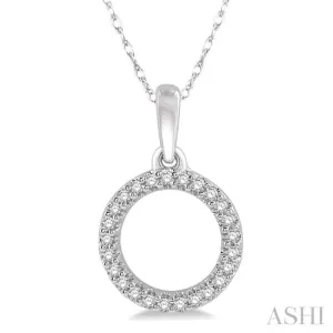 1/10 Ctw Hollow Cut Circle Round Cut Diamond Pendant in 10K White Gold