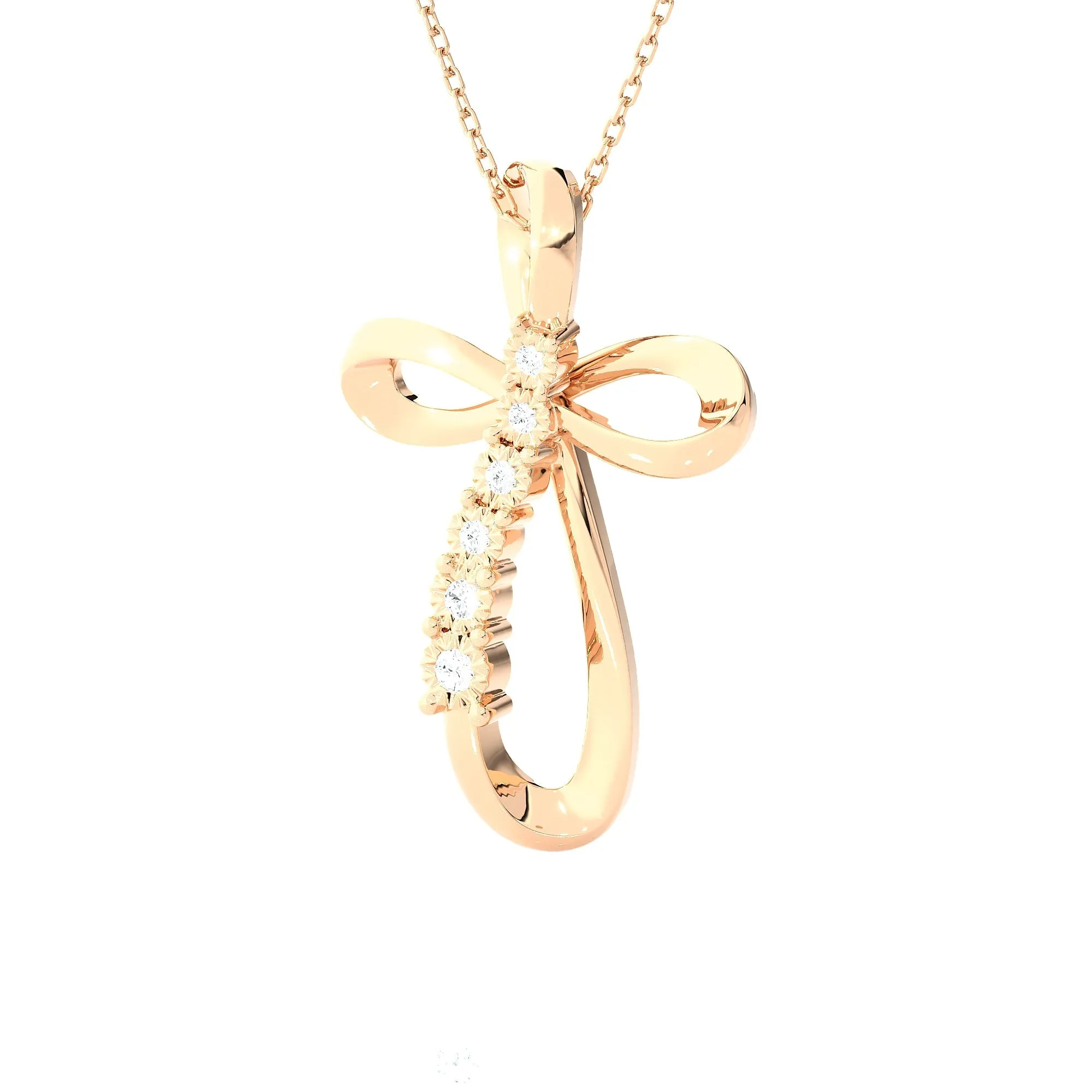 1/10ctw Round Lab Grown Diamond Cross Pendant