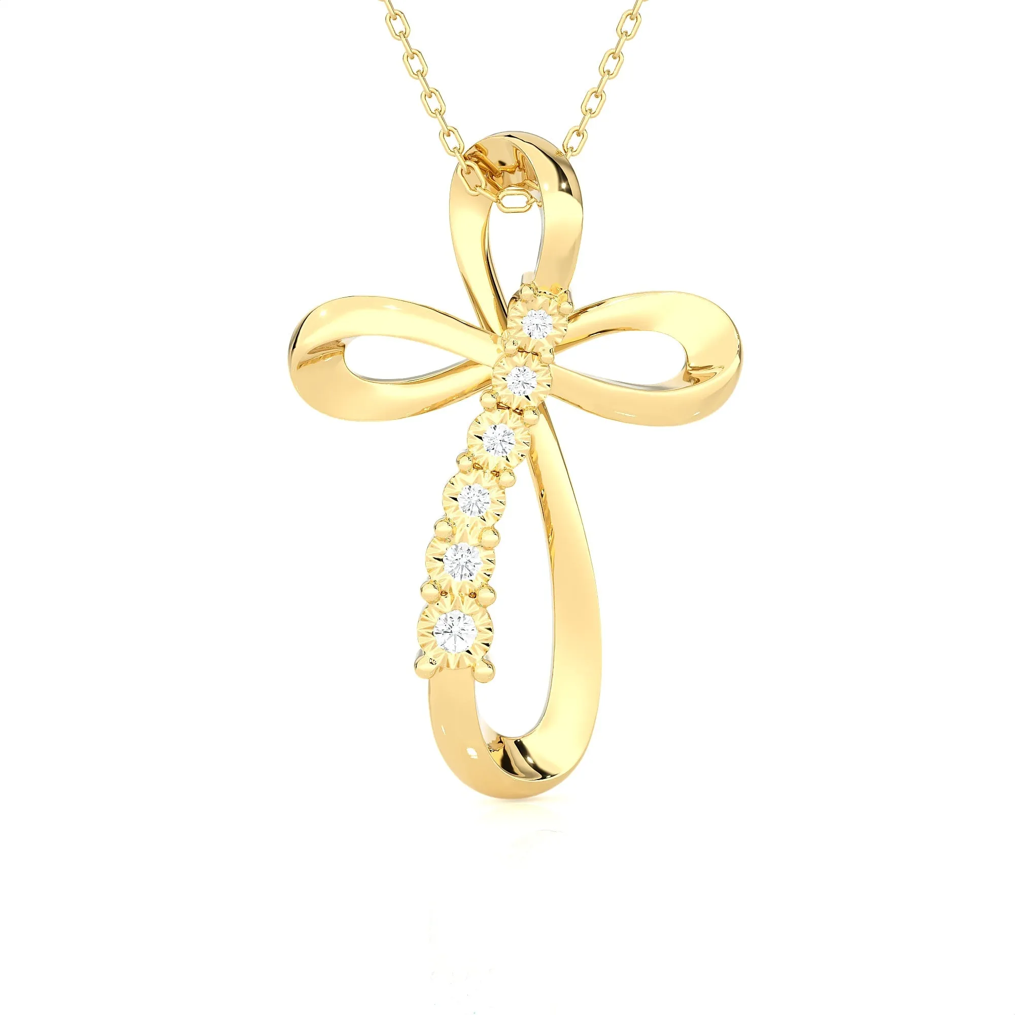 1/10ctw Round Lab Grown Diamond Cross Pendant