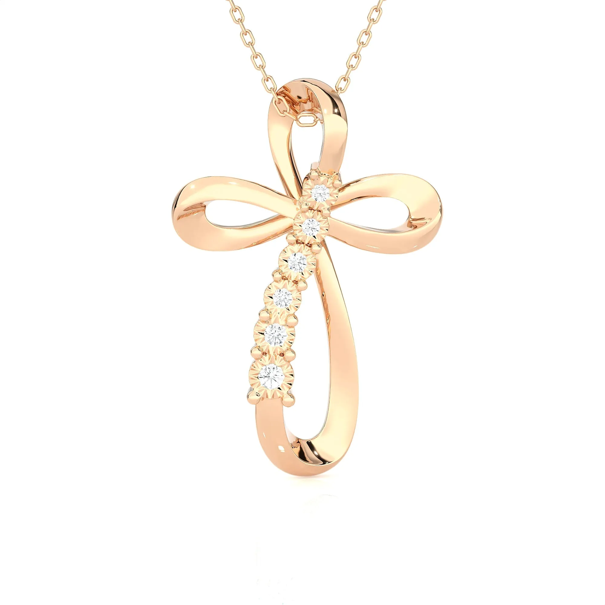 1/10ctw Round Lab Grown Diamond Cross Pendant