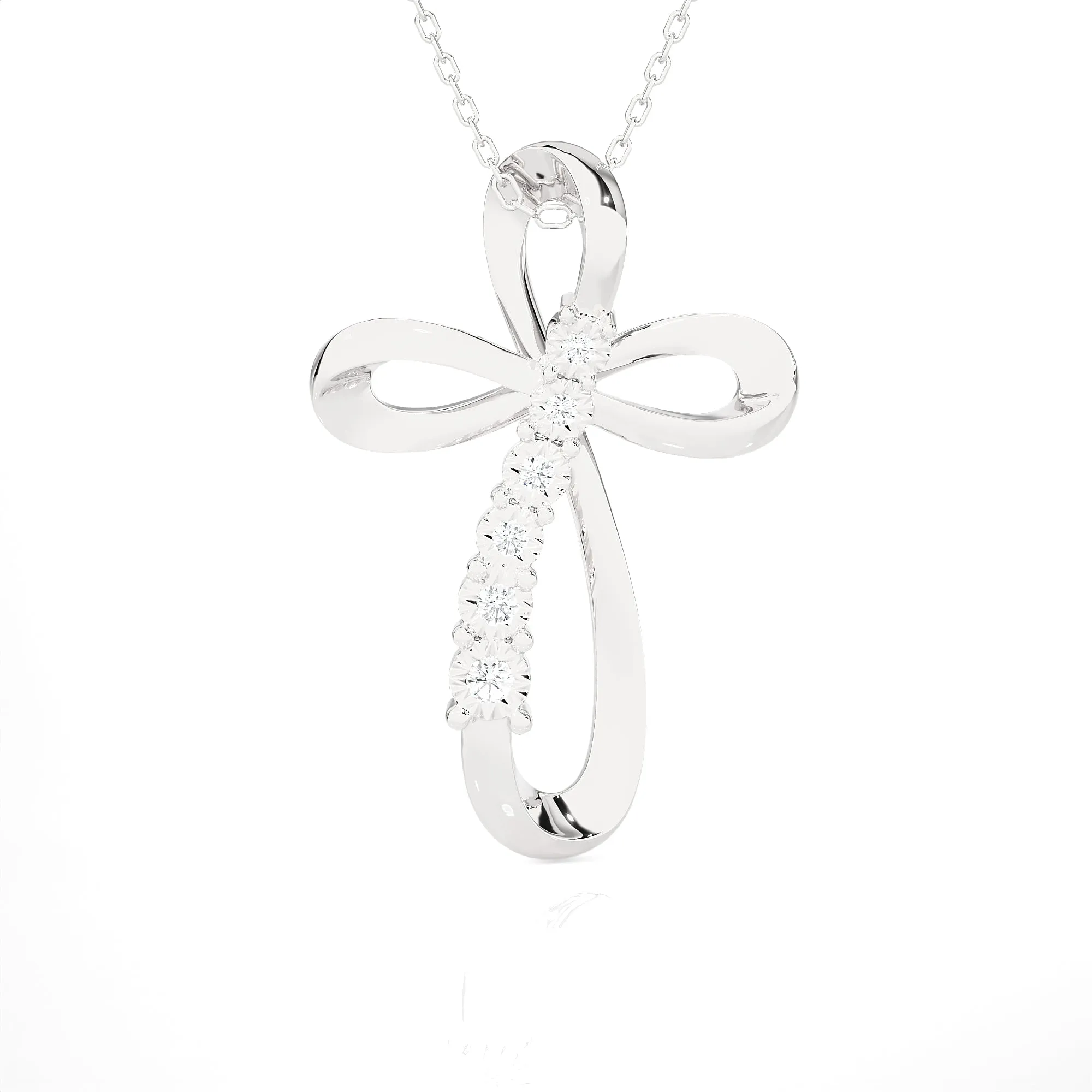 1/10ctw Round Lab Grown Diamond Cross Pendant