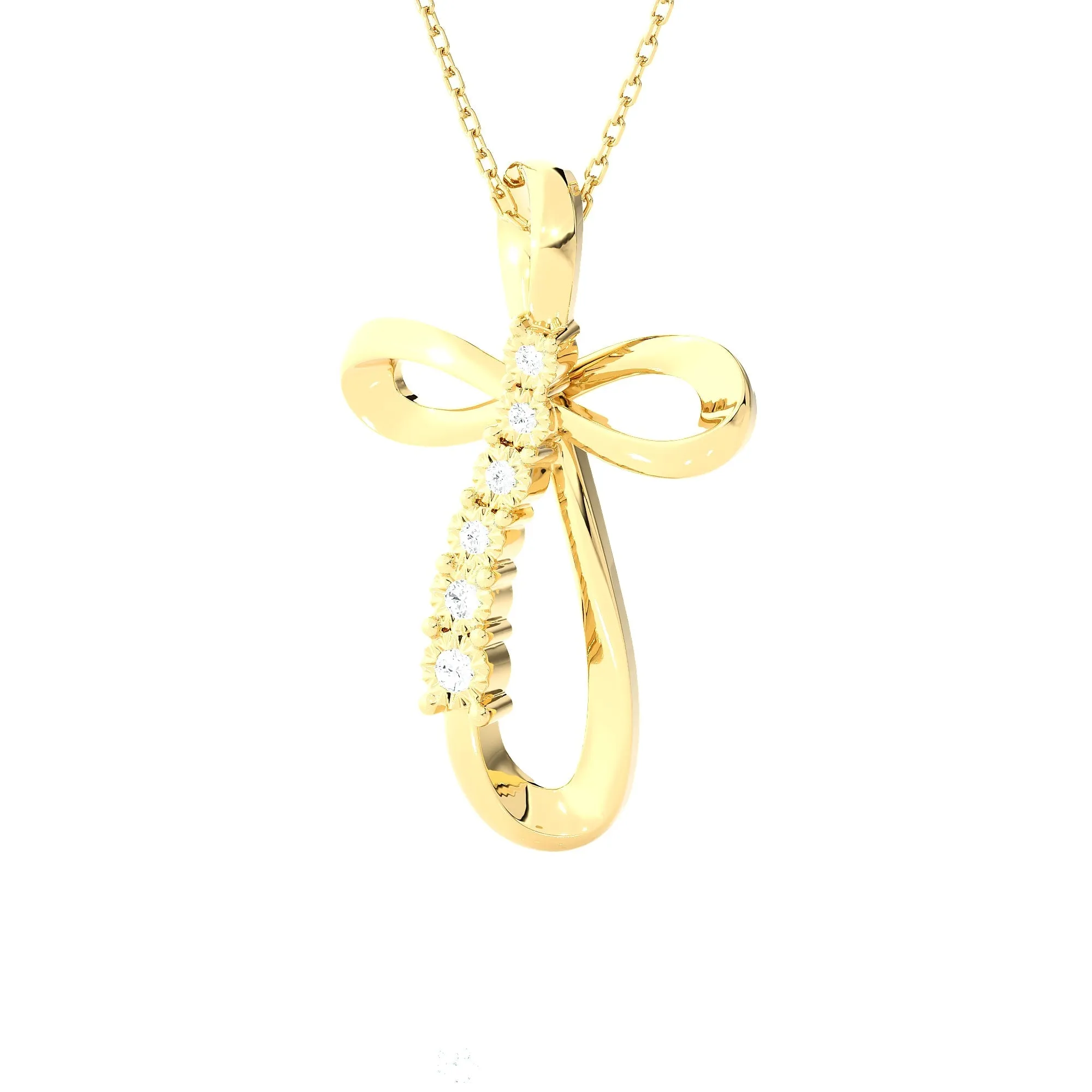 1/10ctw Round Lab Grown Diamond Cross Pendant