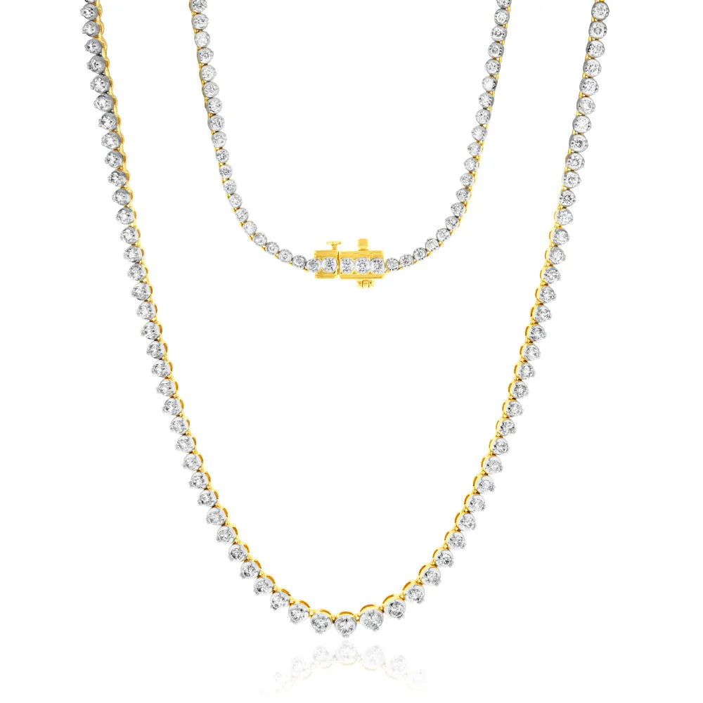 14ct Yellow Gold 5 Carats Diamond Necklace with 139 Brilliant Diamonds 43cm