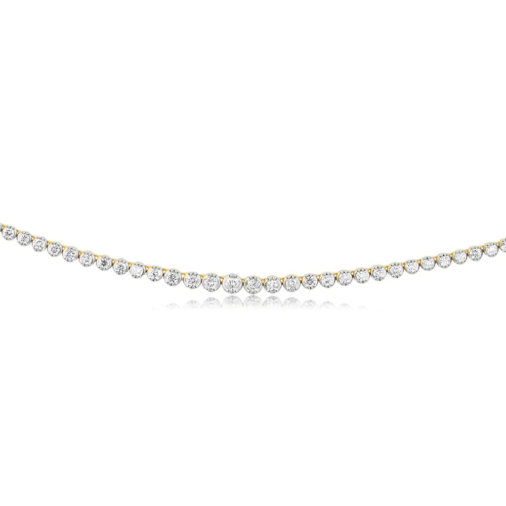 14ct Yellow Gold 5 Carats Diamond Necklace with 139 Brilliant Diamonds 43cm