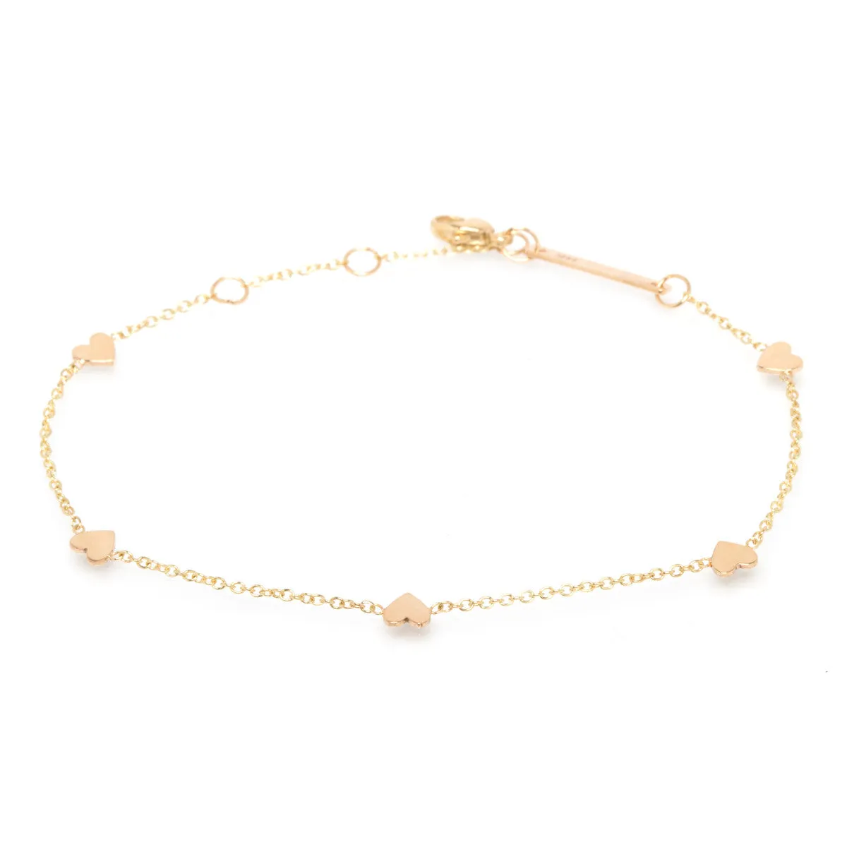 14k 5 Itty Bitty Heart Station Bracelet