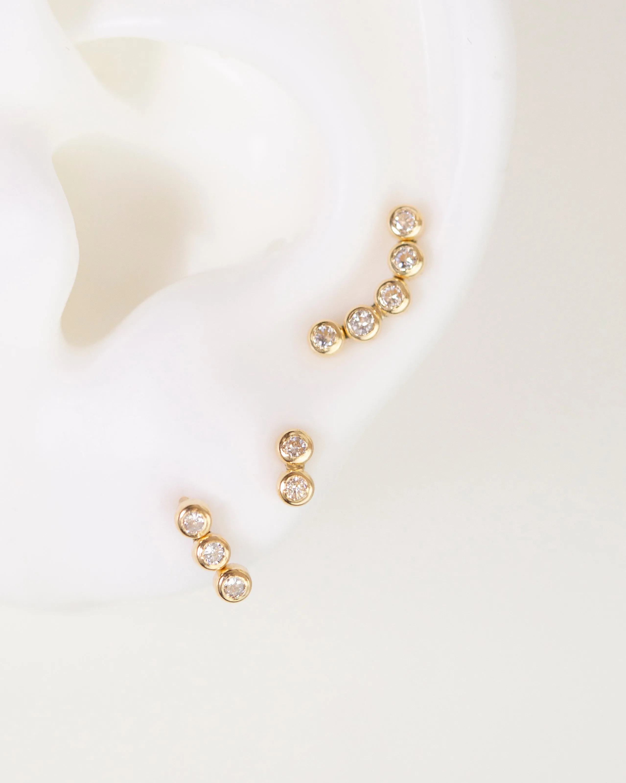 14k Double/ Triple CZ Stud Earrings