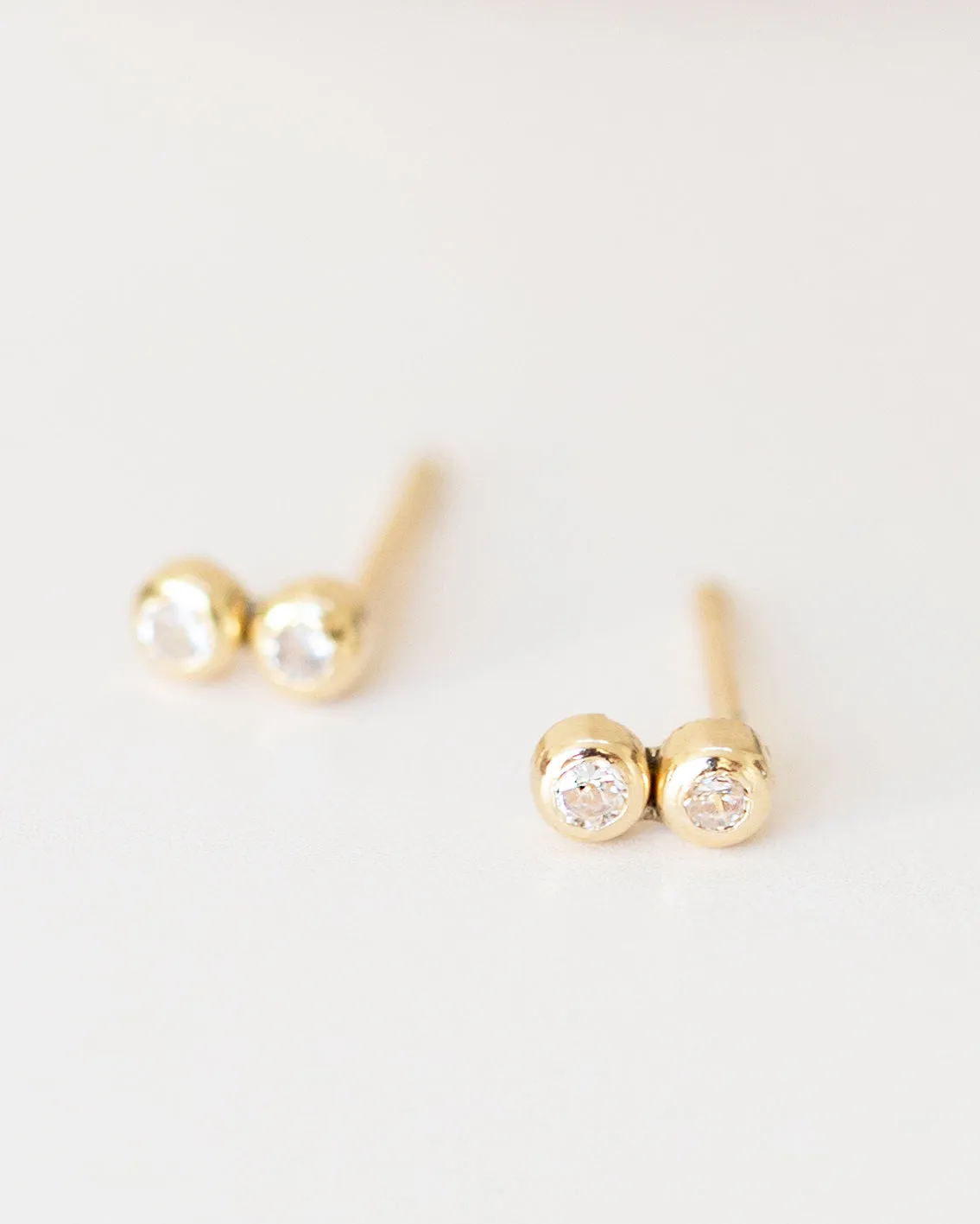 14k Double/ Triple CZ Stud Earrings