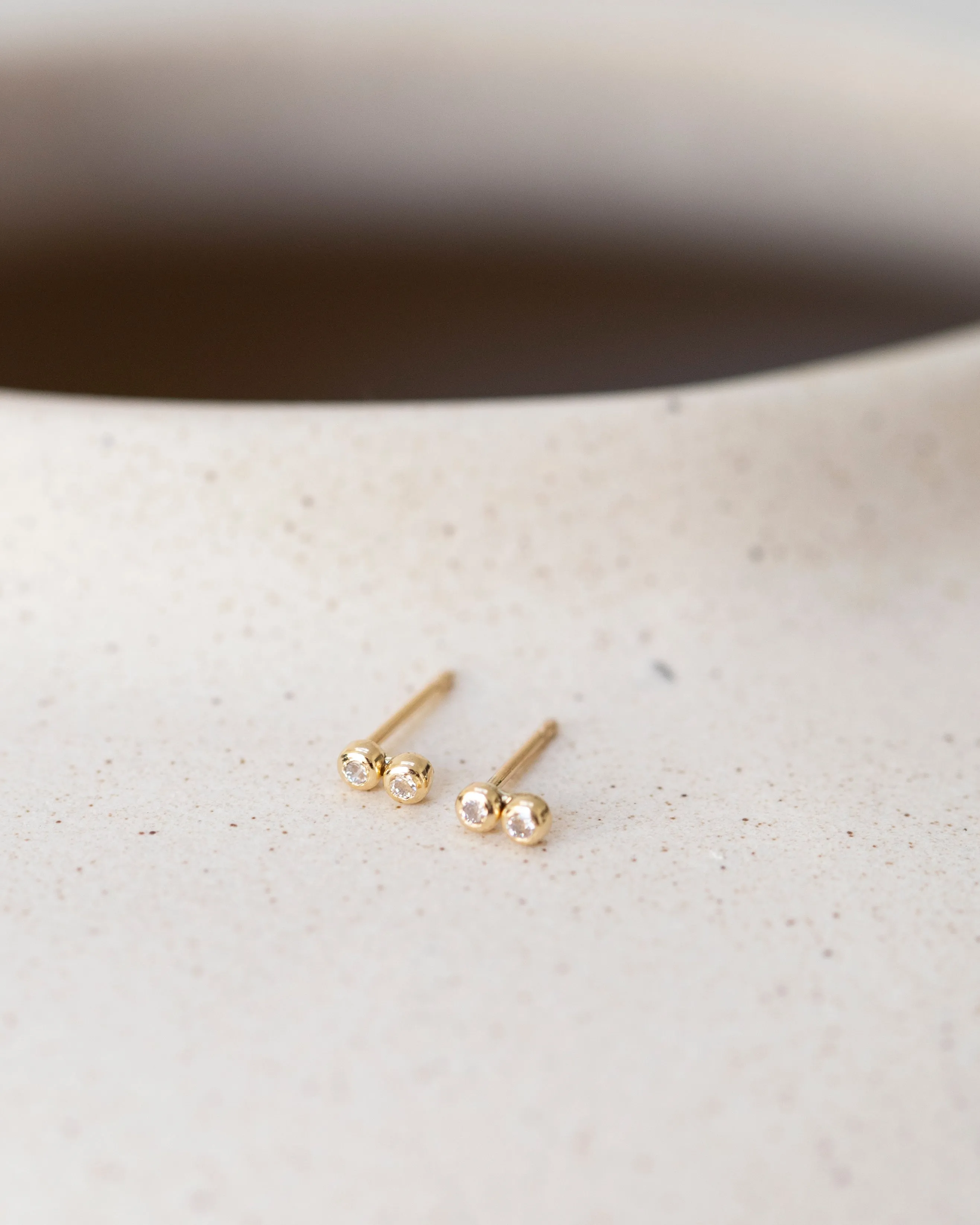 14k Double/ Triple CZ Stud Earrings