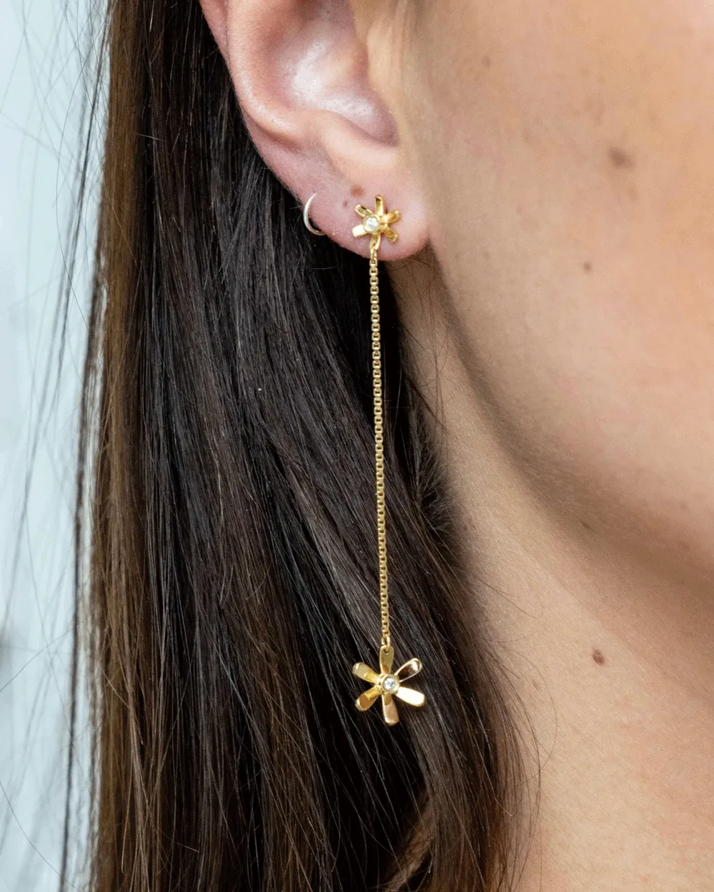 14k Gold Vermeil Effie Daisy Chain Drop Earrings