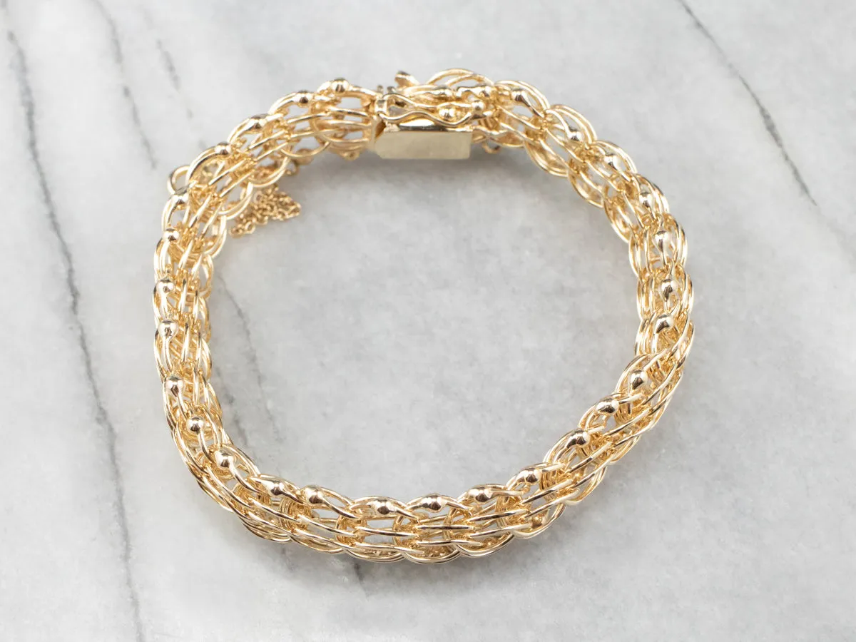 14K Gold Woven Chain Statement Bracelet