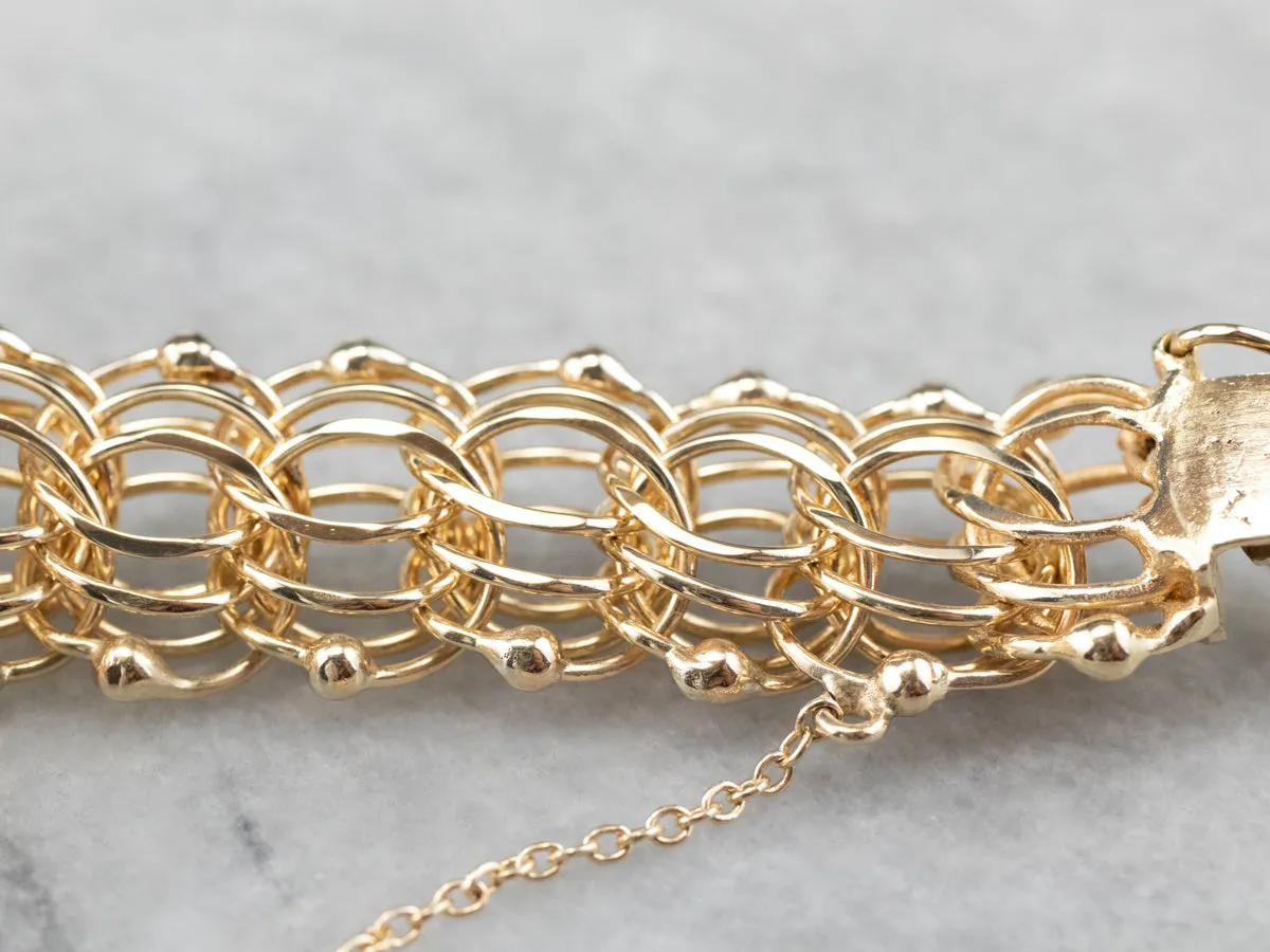 14K Gold Woven Chain Statement Bracelet