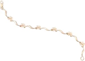 14k Plumeria Lei Bracelet with 6 diamonds