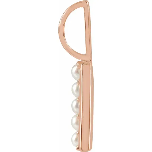 14K Rose Gold Cultured White Pearl Initial A Charm/Pendant