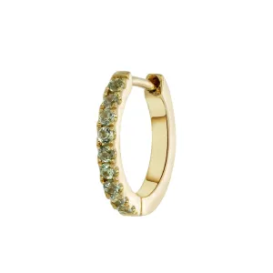 14K SOLID GOLD MINI HALO HOOPS - GREEN SAPPHIRE