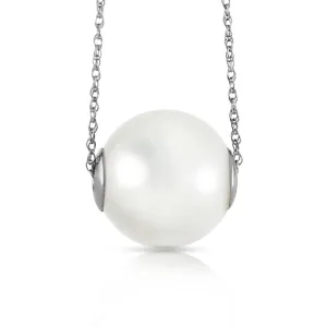 14K Solid White Gold Necklace w/ 16.0 mm White Shell Pearl