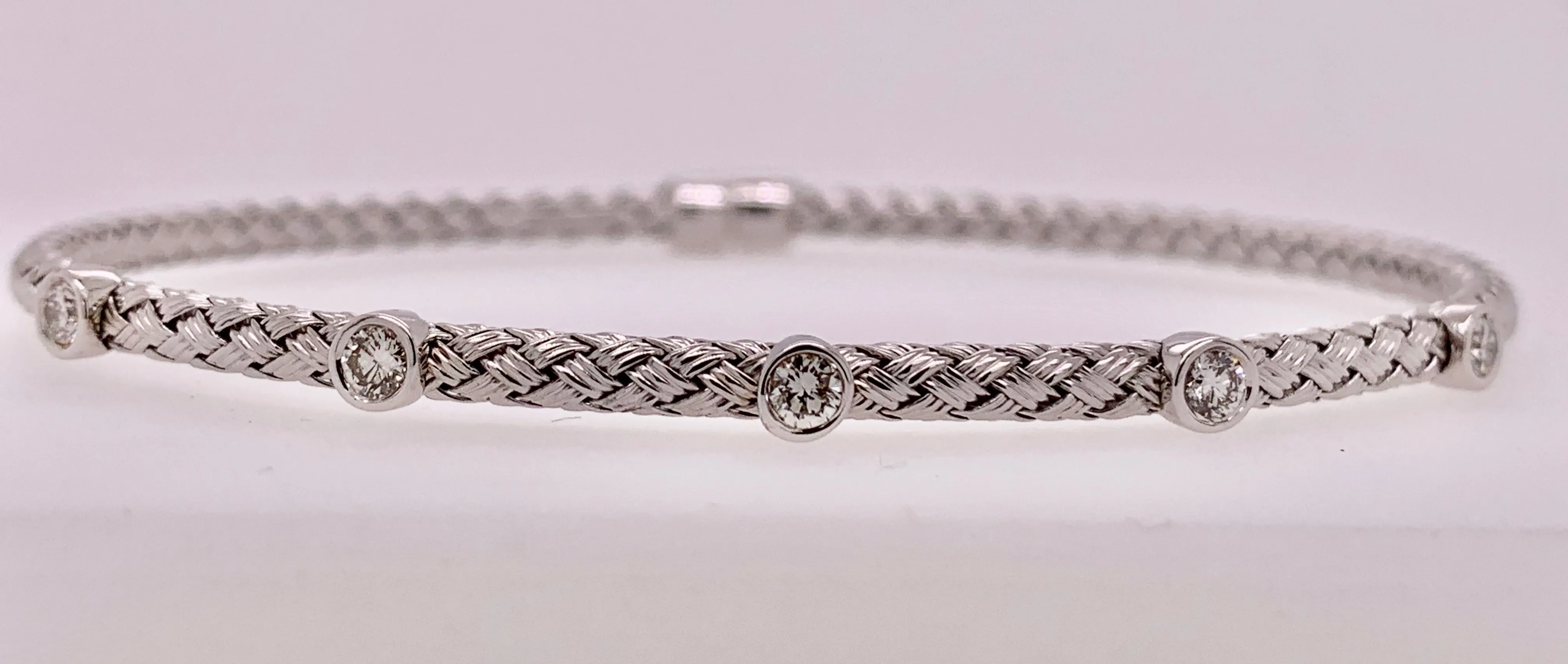 14K Woven Gold Diamond Bracelet