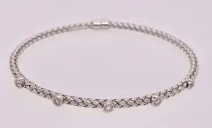 14K Woven Gold Diamond Bracelet