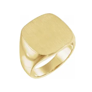 14K Yellow 18x18mm Square Signet Ring