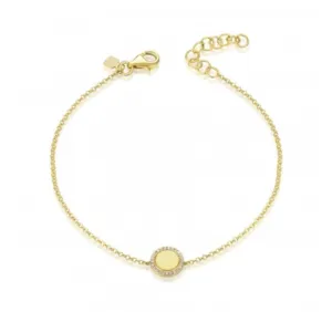 14K Yellow Gold Diamond Disc Engravable Bracelet