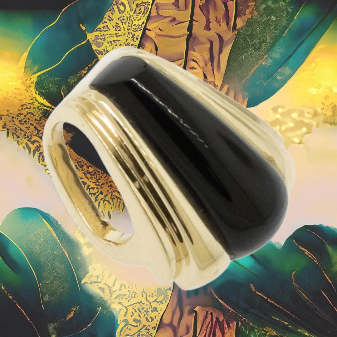 14K Yellow Gold Onyx Slide/Pendant by Siffari from our Estate Collection