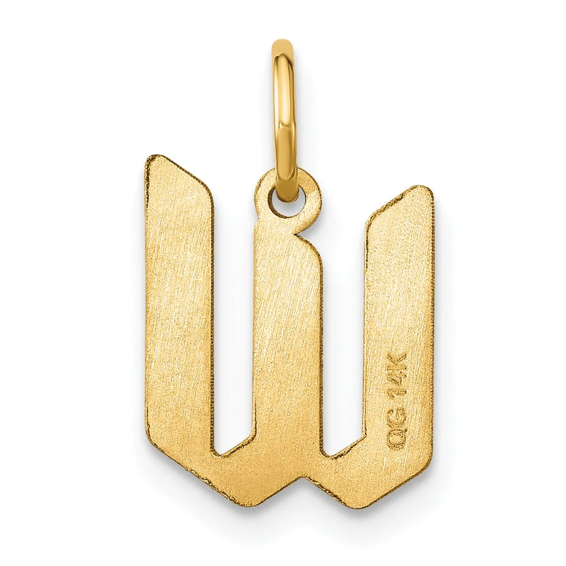 14K Yellow Gold Upper Case Letter W Initial Charm Pendant