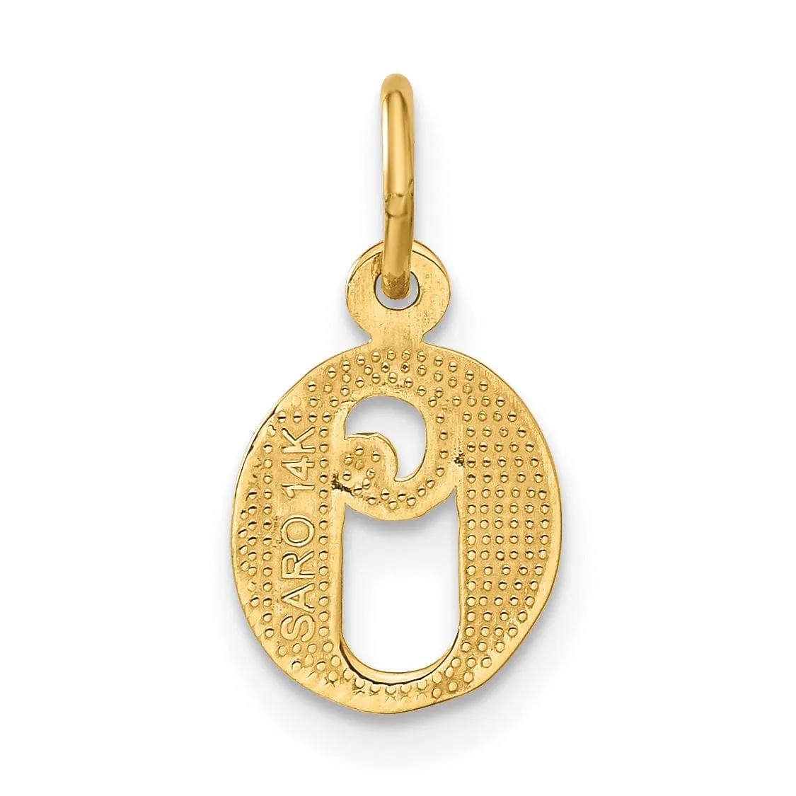 14k Yellow GoldSmall Script Design Letter O Initial Charm Pendant