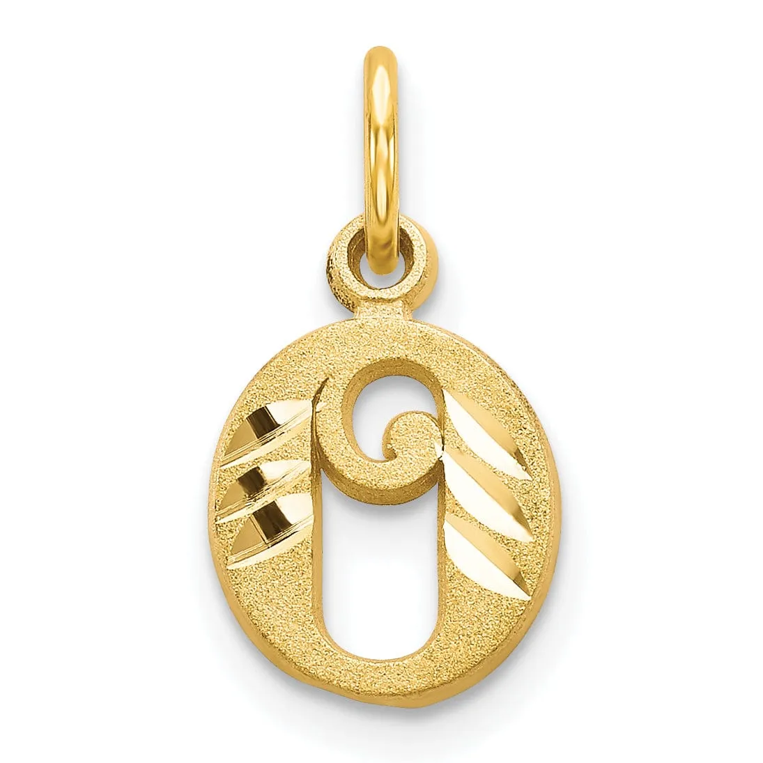 14k Yellow GoldSmall Script Design Letter O Initial Charm Pendant