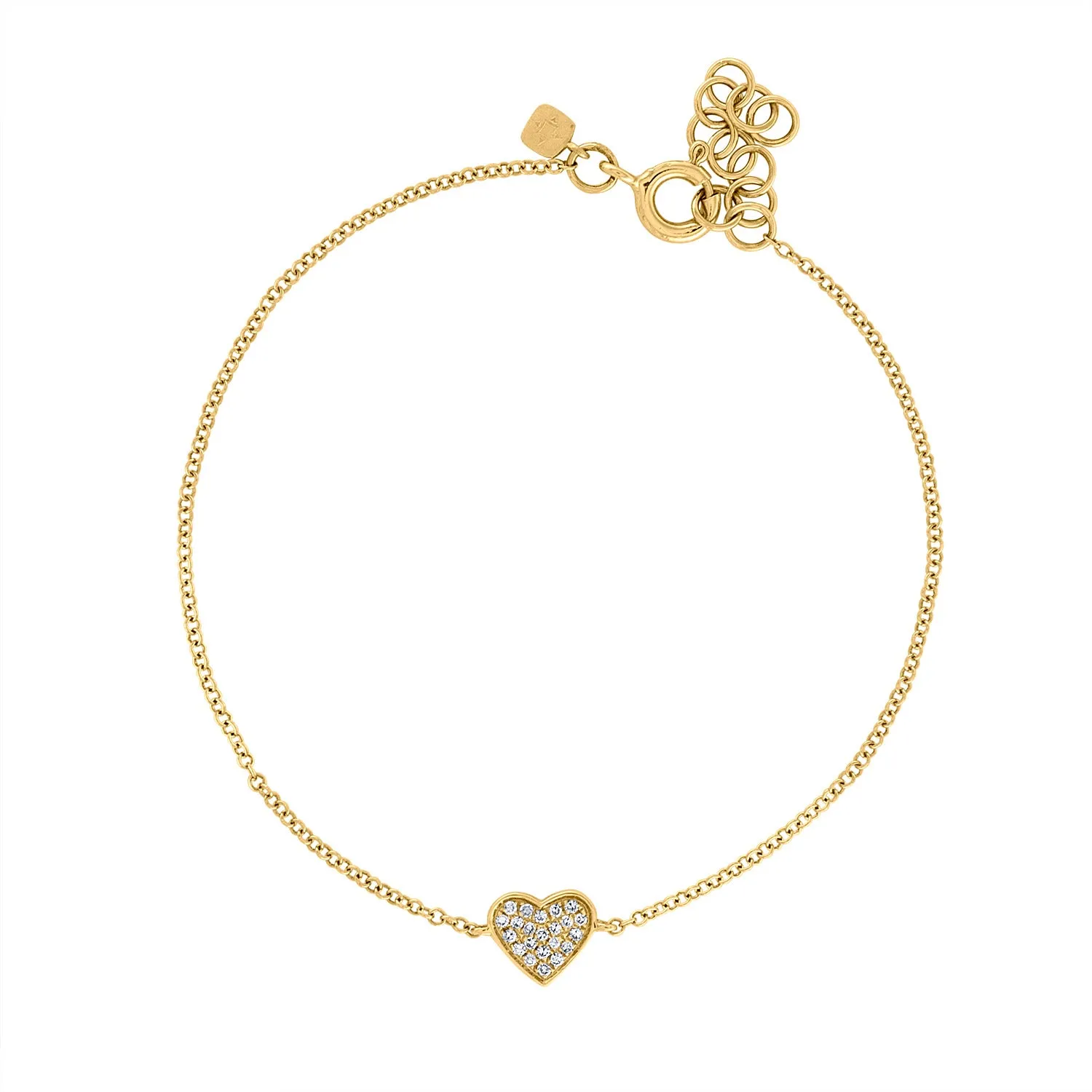 14KT GOLD DIAMOND PAVE HEART BRACELET