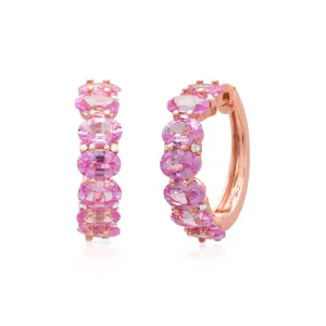 14KT Rose Gold Pink Sapphire Diamond Ameka Earrings