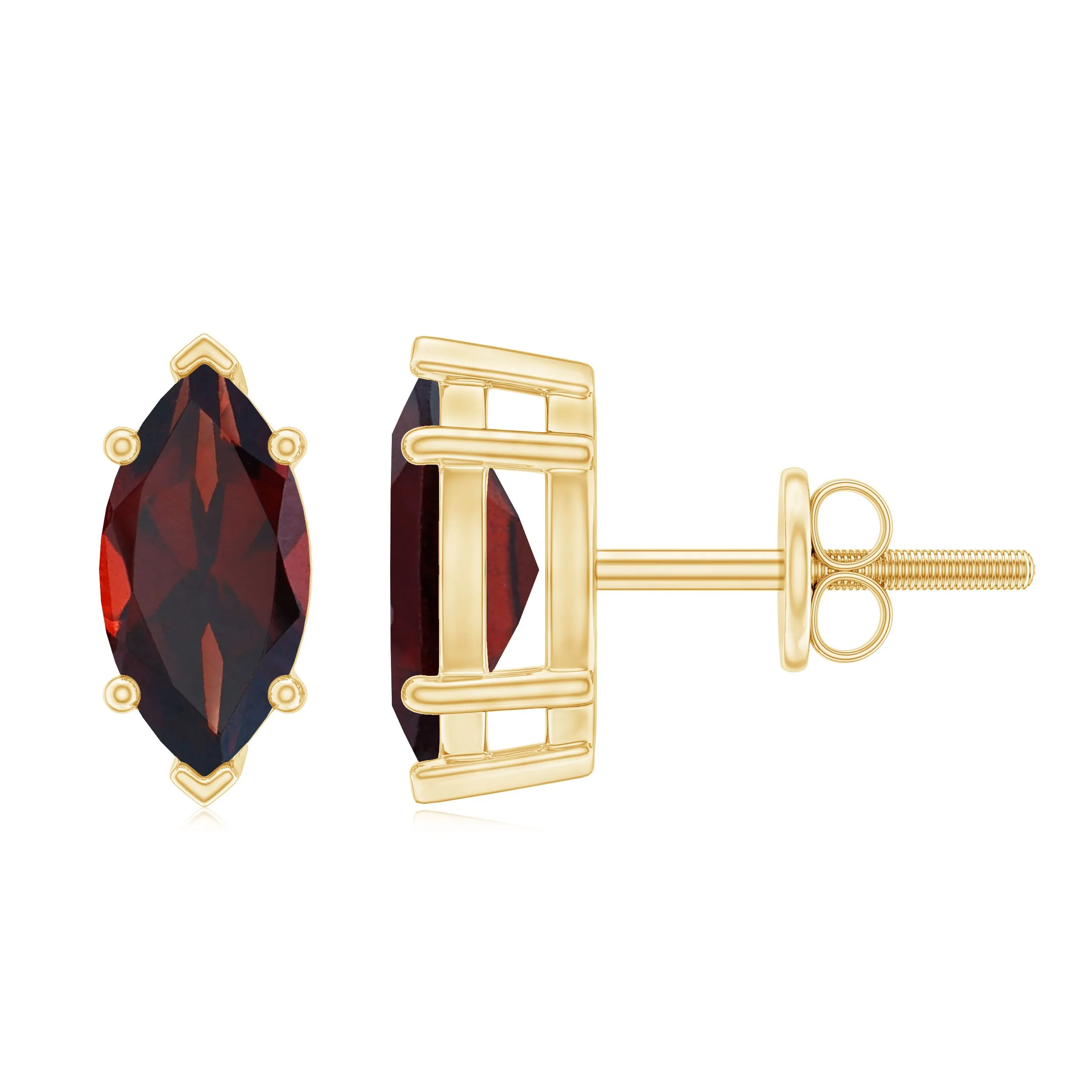 1.50 CT Marquise Shape Garnet Solitaire Stud Earrings in Basket Setting