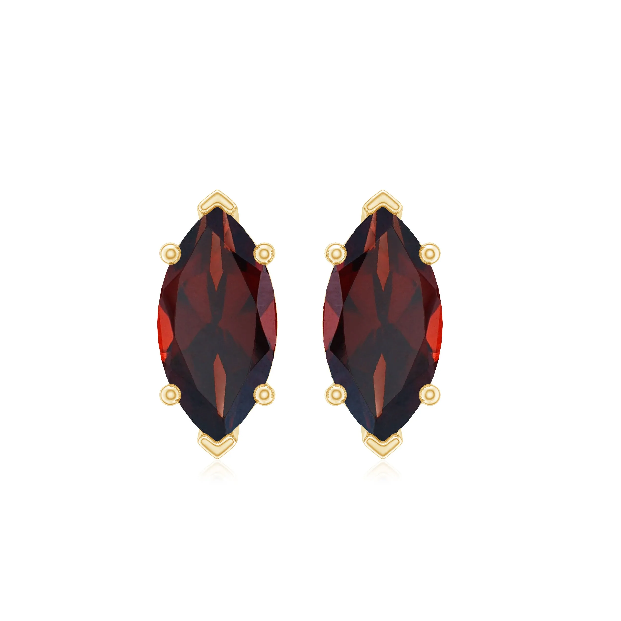 1.50 CT Marquise Shape Garnet Solitaire Stud Earrings in Basket Setting