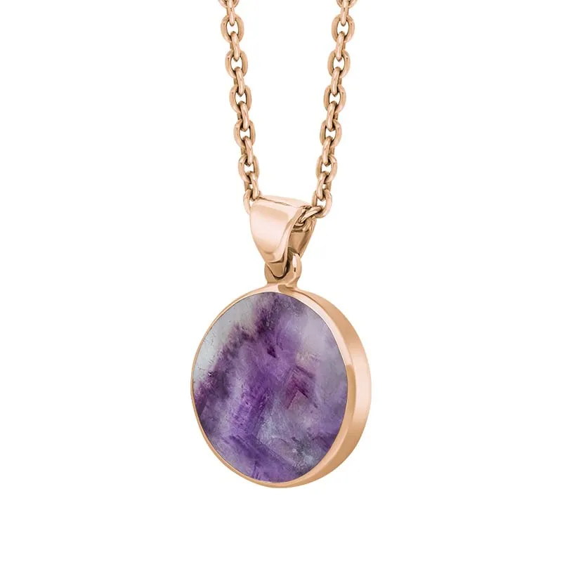 18ct Rose Gold Blue John Plain Round Necklace