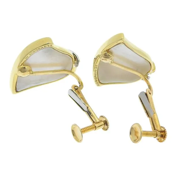 18k Gold Diamond & Sapphire Shell Earrings