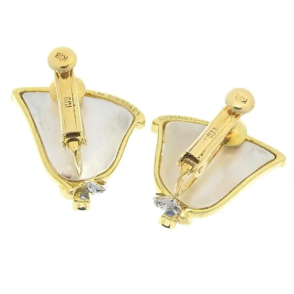 18k Gold Diamond & Sapphire Shell Earrings