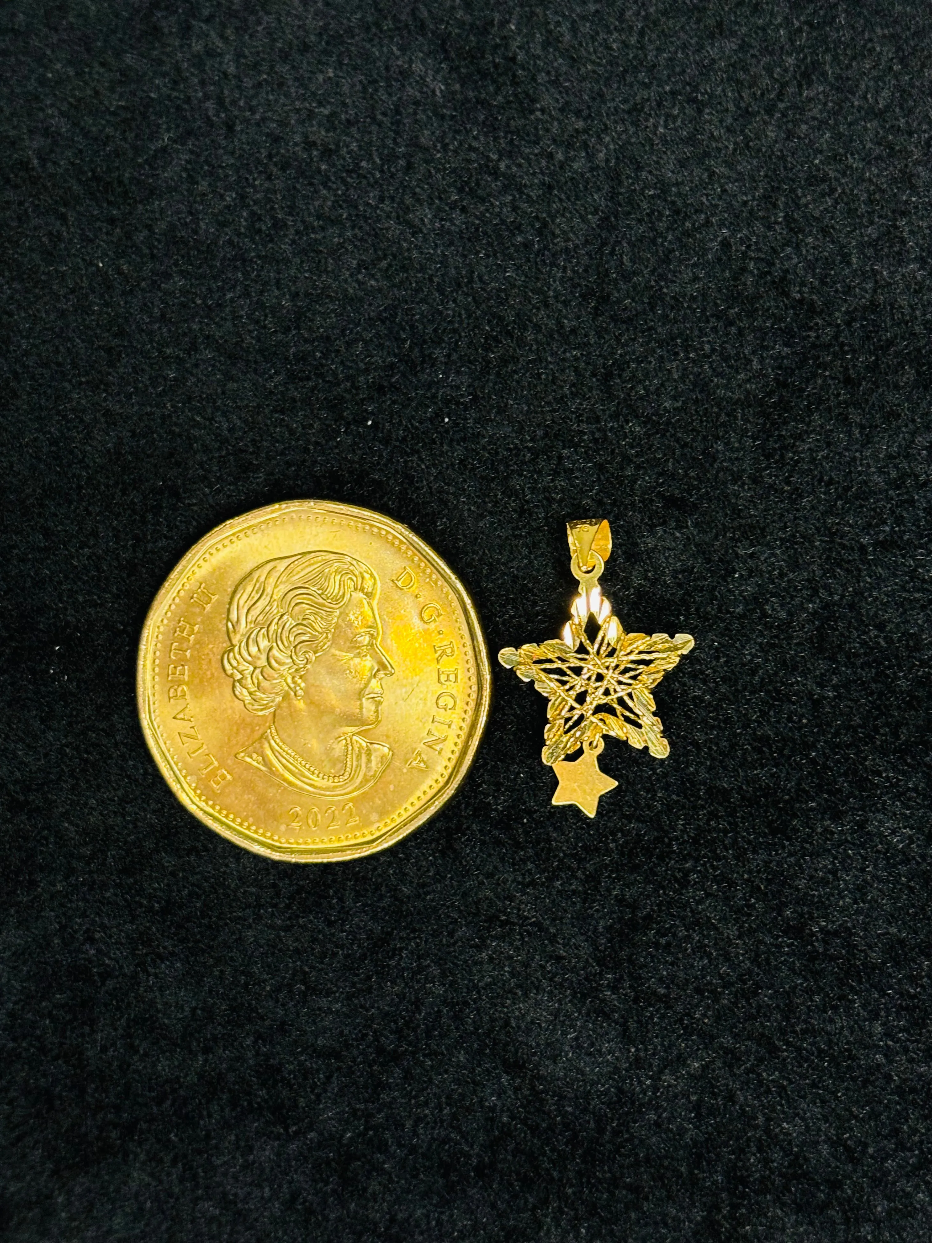 18K Gold Double Star Pendant