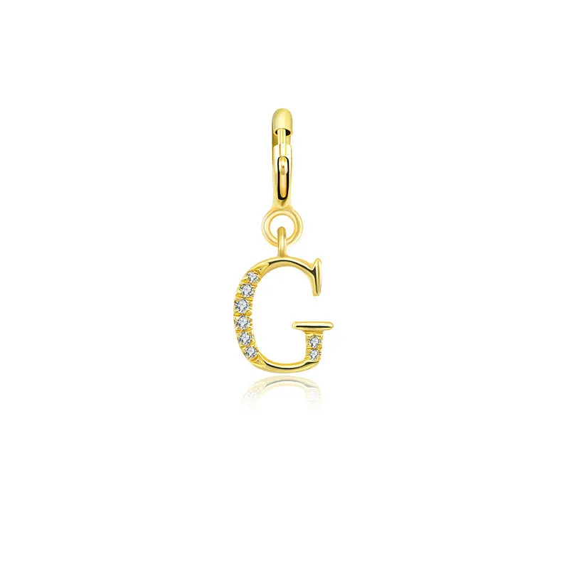 18k Gold Letter "G" Diamond Charms