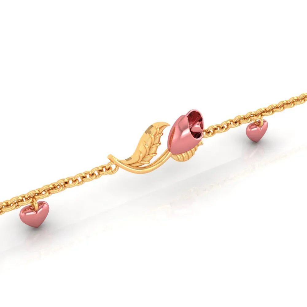 18k Pink Flower Gold Bracelet