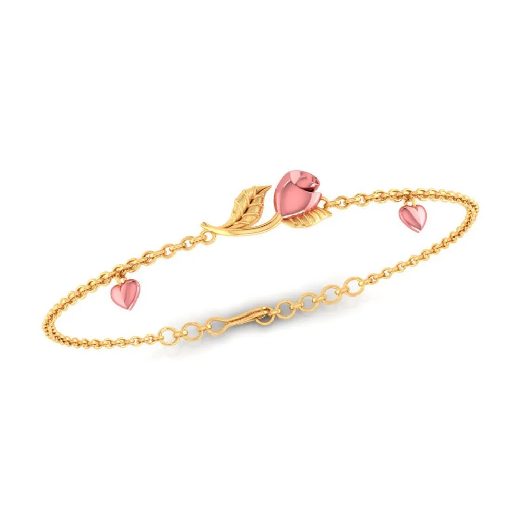 18k Pink Flower Gold Bracelet