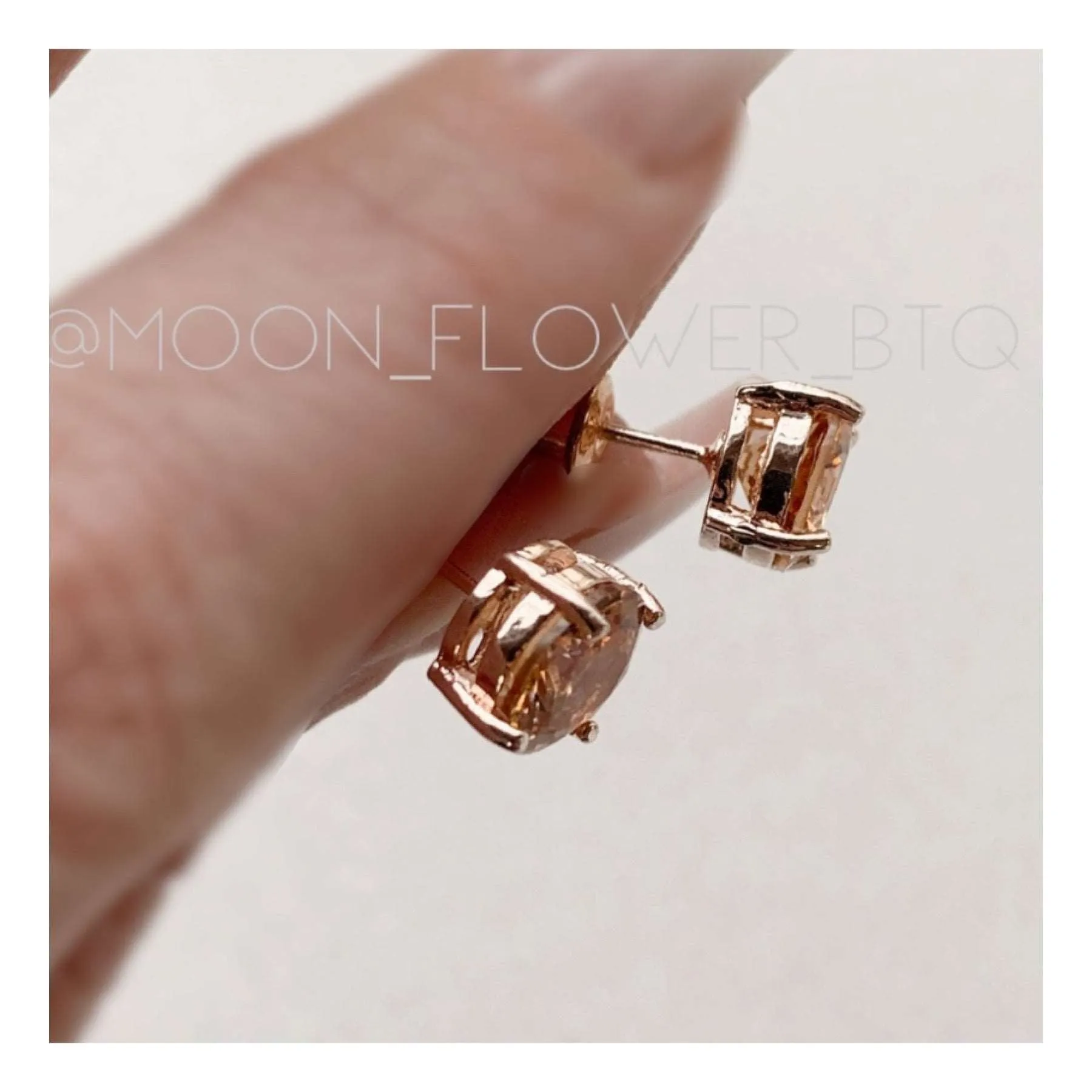 18k Rose CZ Stud Earrings