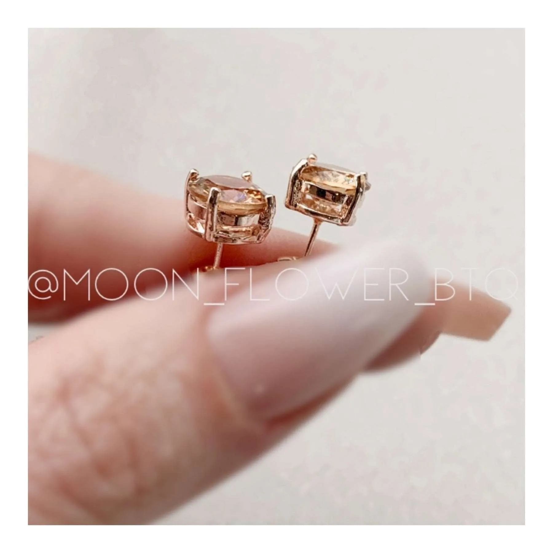 18k Rose CZ Stud Earrings