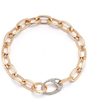 18k Rose Gold Oval Diamond Chain Link Bracelet