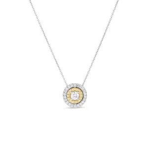 18K White and Yellow Siena Large Pave Dot Necklace