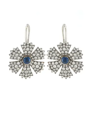 18k White Gold Flower Earrings