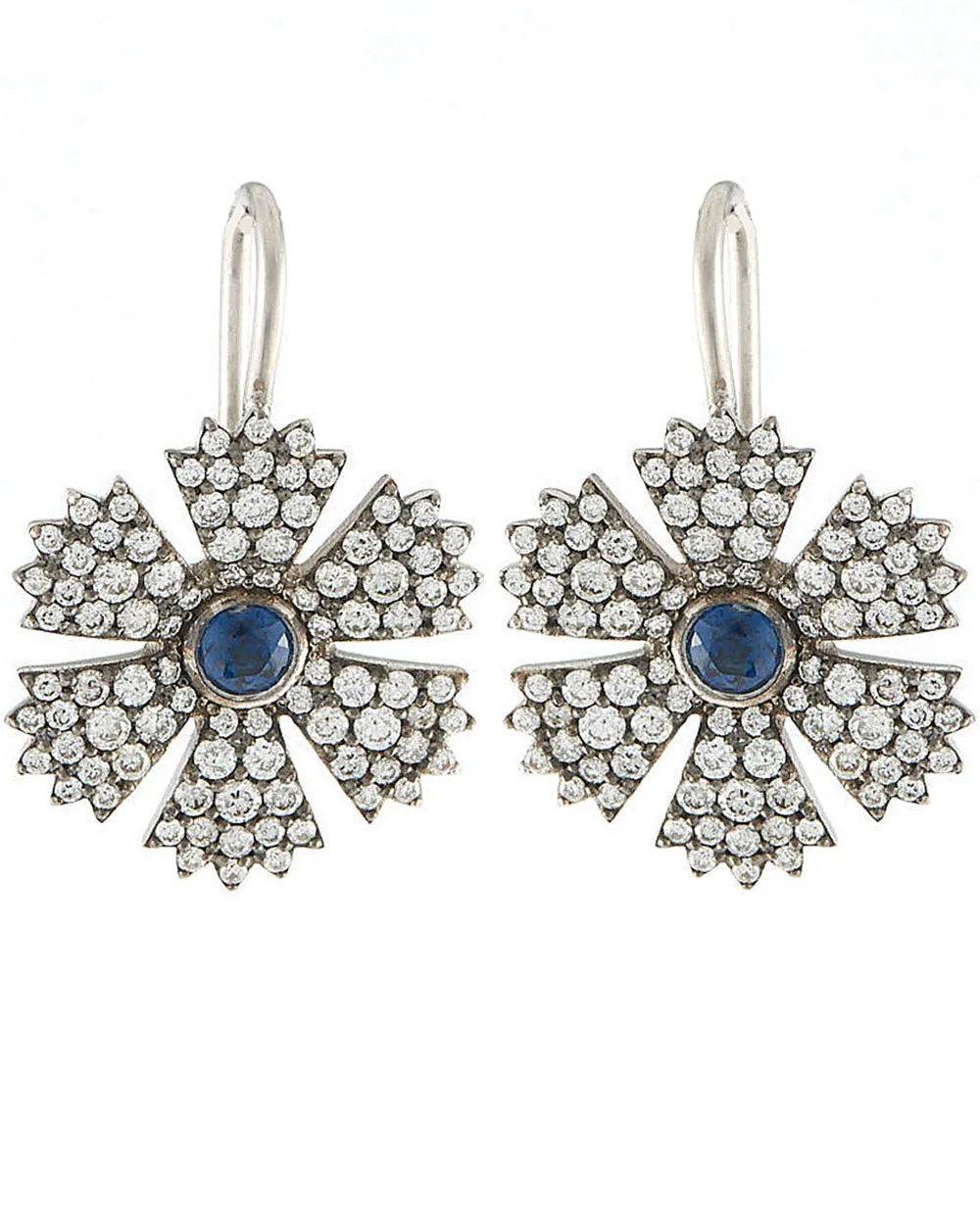 18k White Gold Flower Earrings