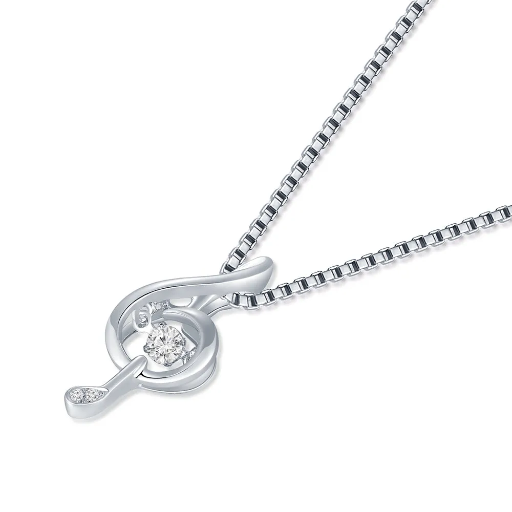 18K White Gold Melody Note Diamond Pendant