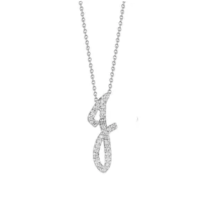 18K White Gold Tiny Treasures Diamond Cursive J Necklace